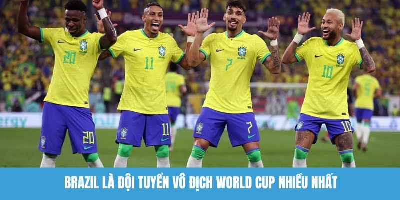 Brazil với 5 chức vô địch hiện đang dẫn đầu danh sách 